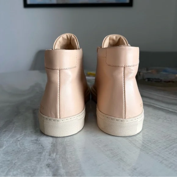 Common Projects Original Achilles Blush Pink Mid Top Leather Sneakers